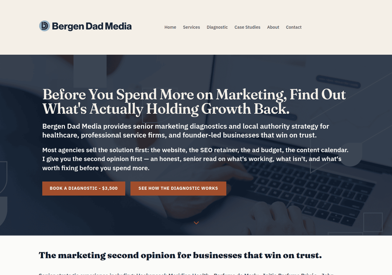 Screenshot of bergendadmedia.com
