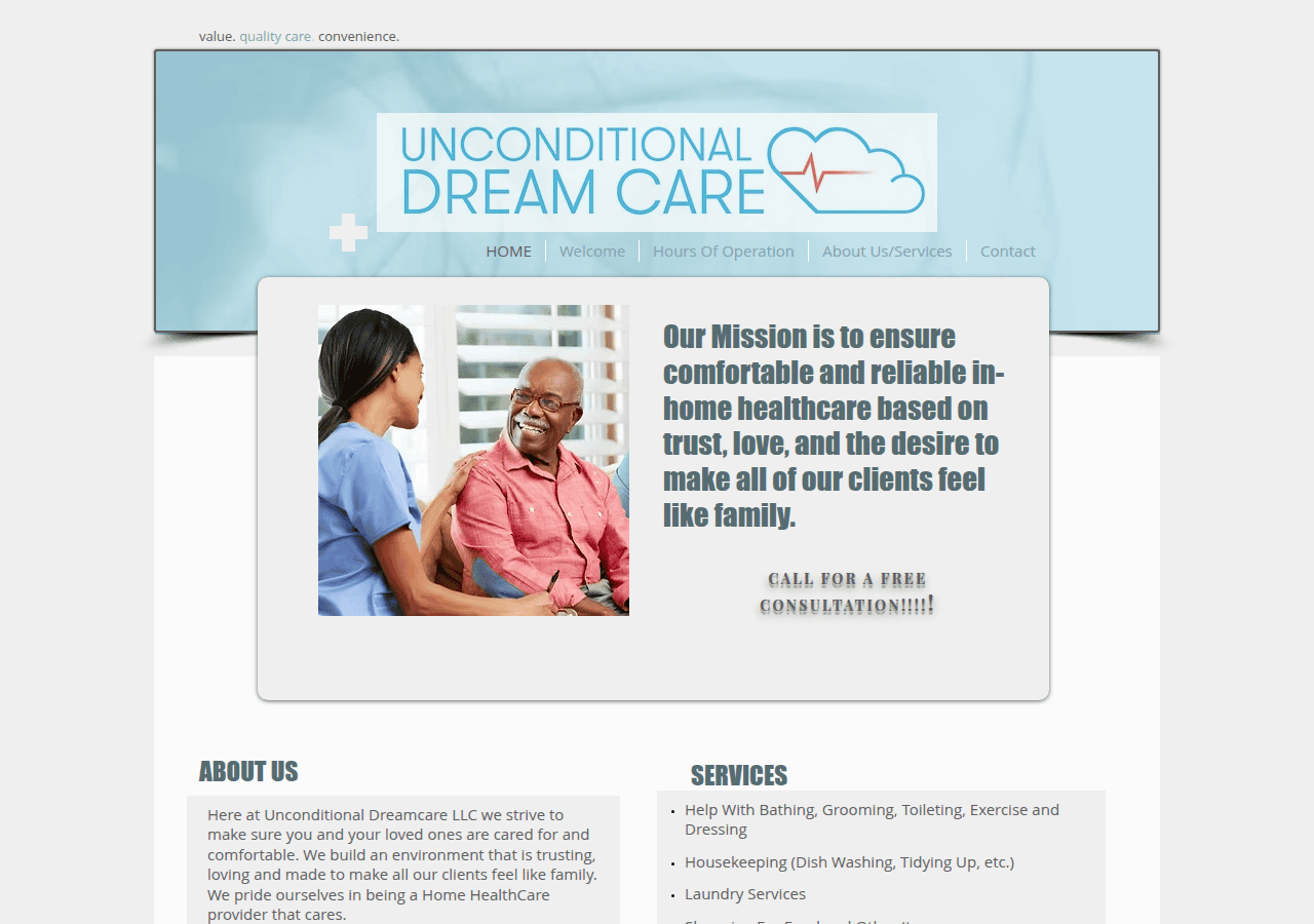 Screenshot of unconditionaldreamcarellc.com