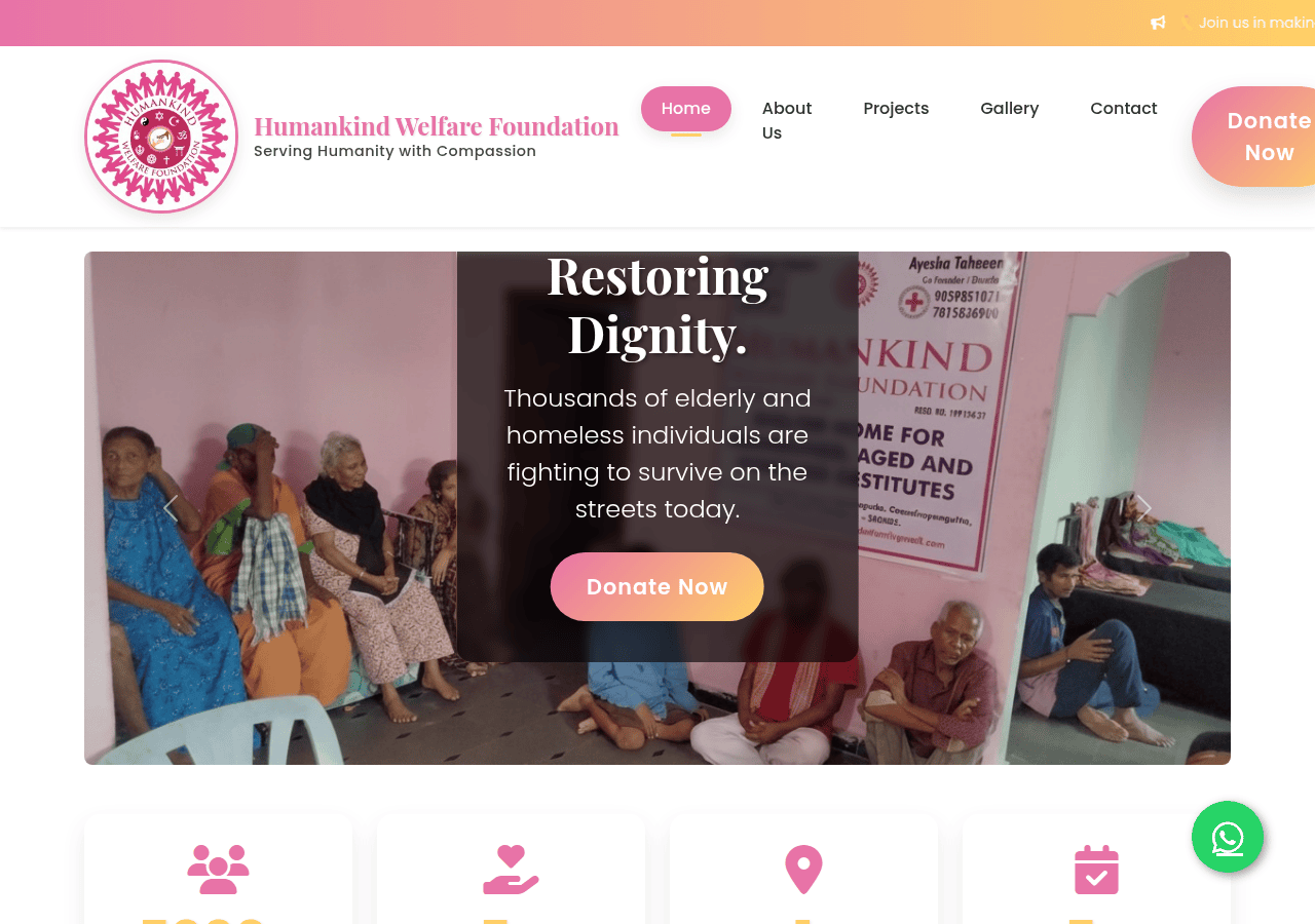 Screenshot of humankindwelfarefoundation.org