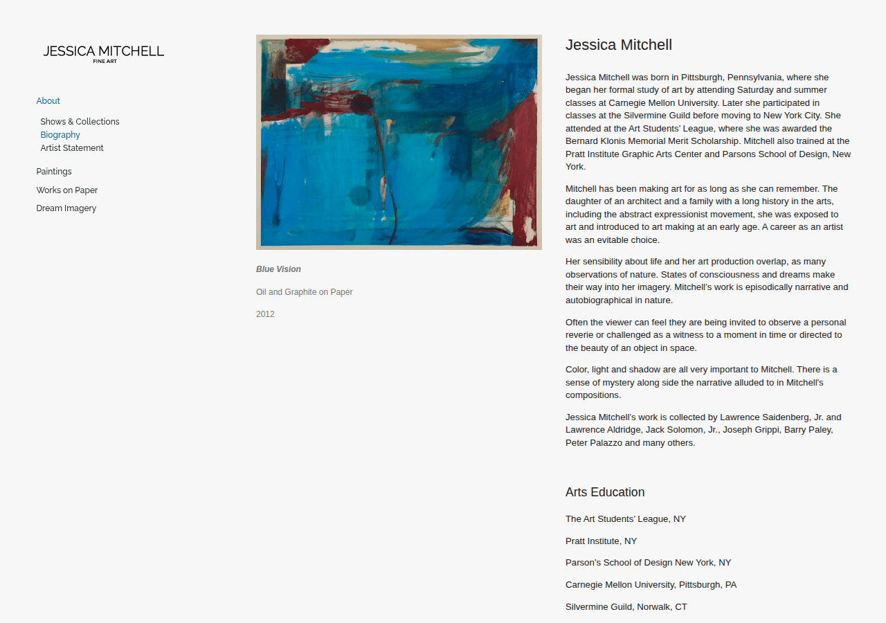 Screenshot of jessicamitchellart.com