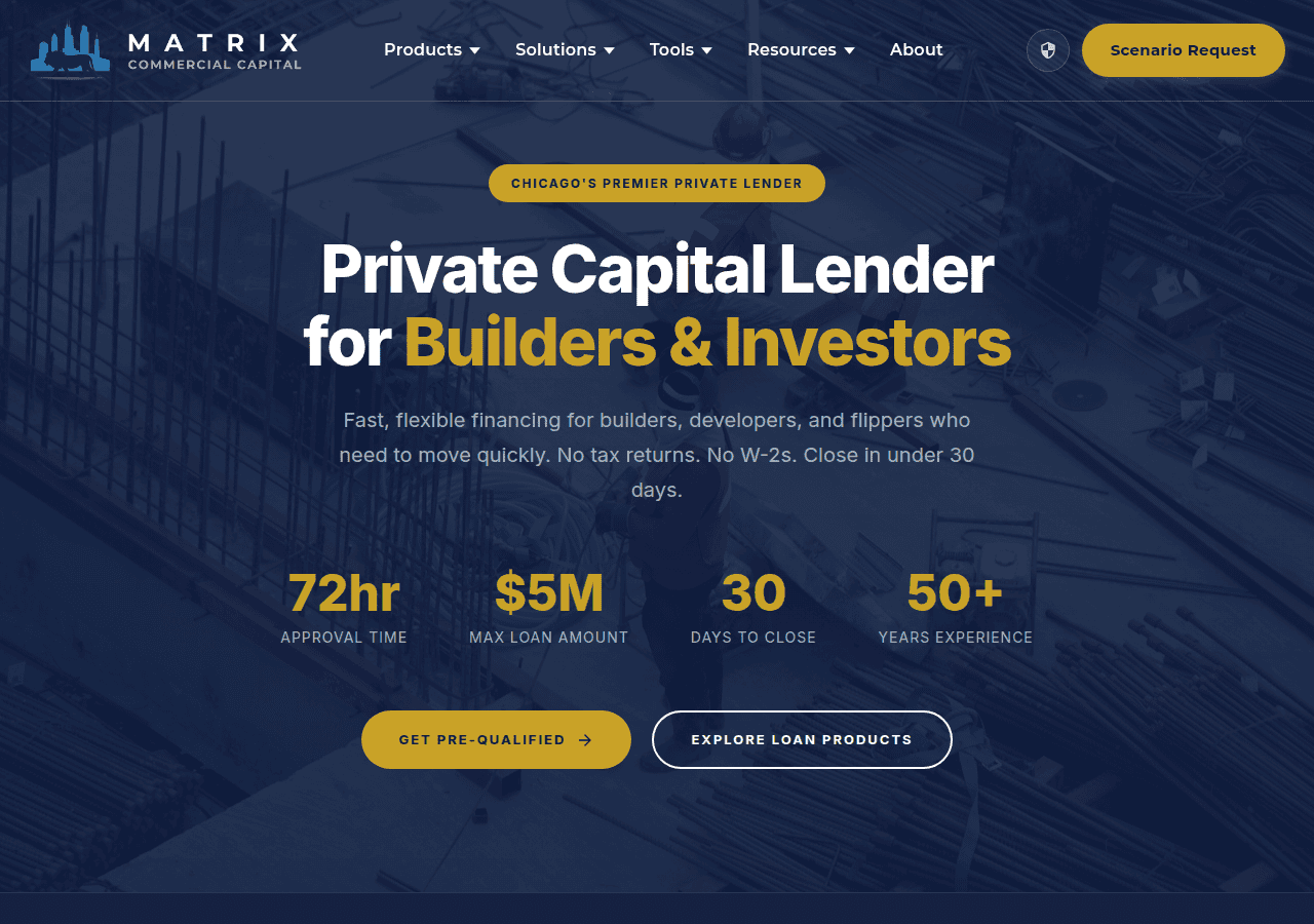 Screenshot of matrixcommercialcapital.com
