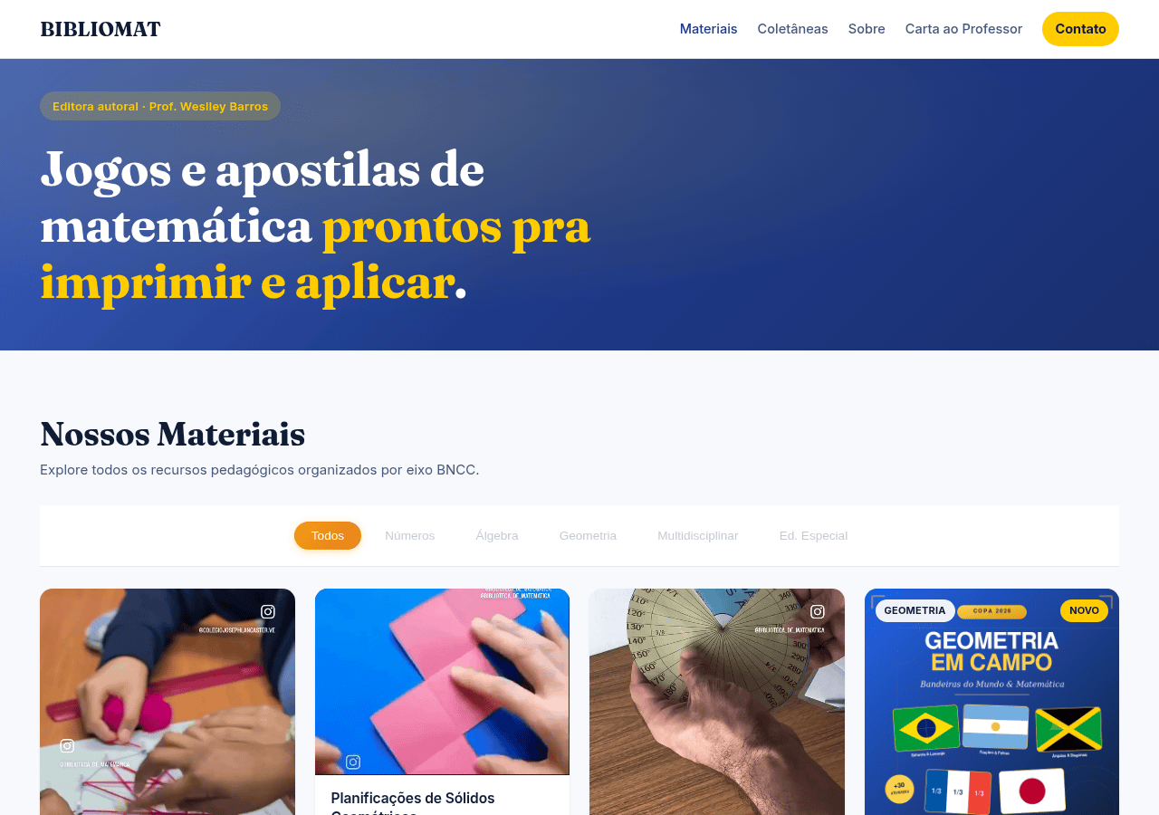 Screenshot of bibliotecadematematica.com.br