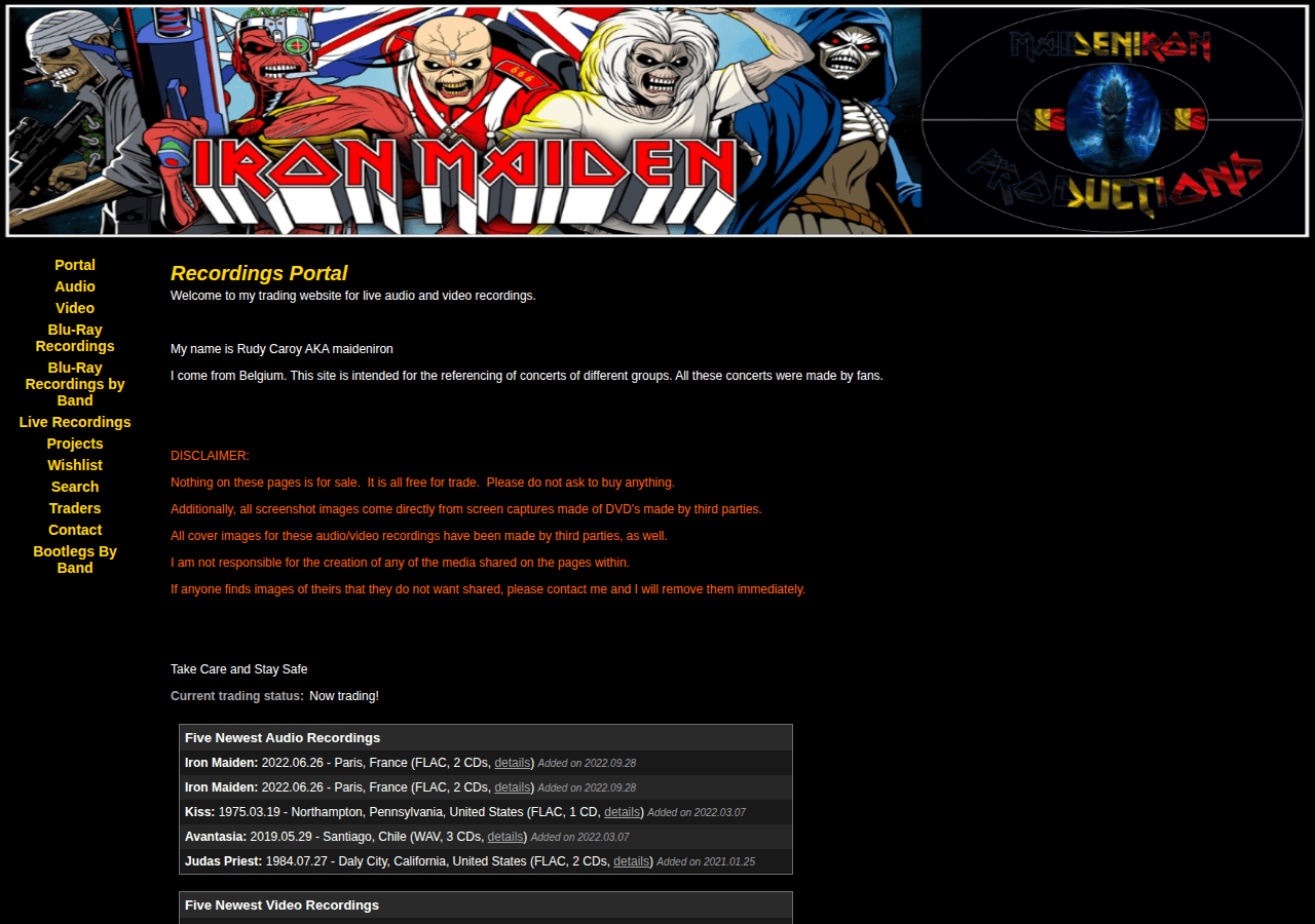 Screenshot of ironmaiden-bootlegs.com