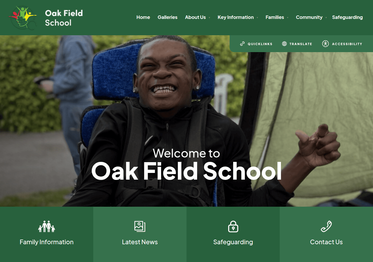 Screenshot of oakfieldschool.org
