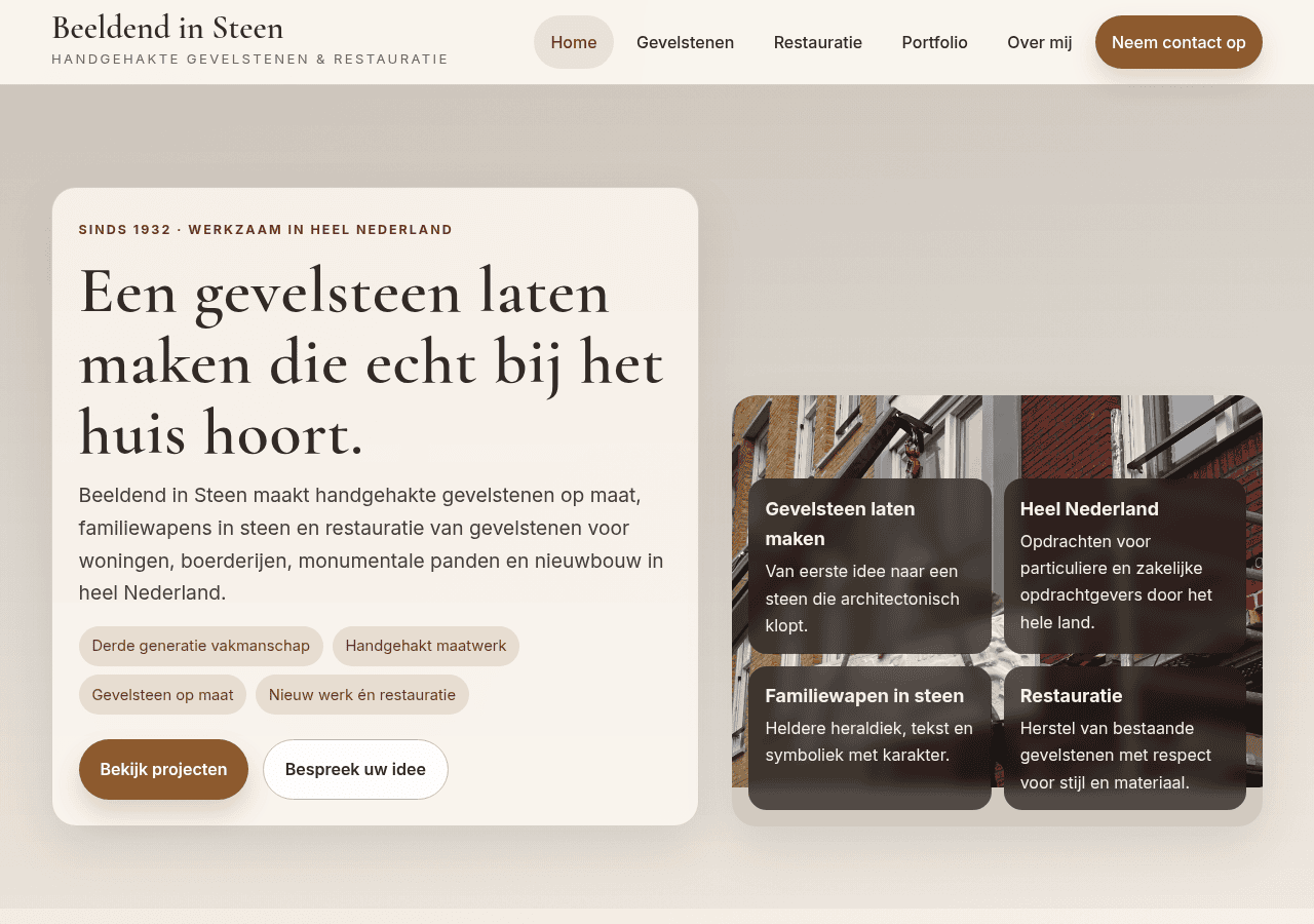 Screenshot of beeldendinsteen.nl
