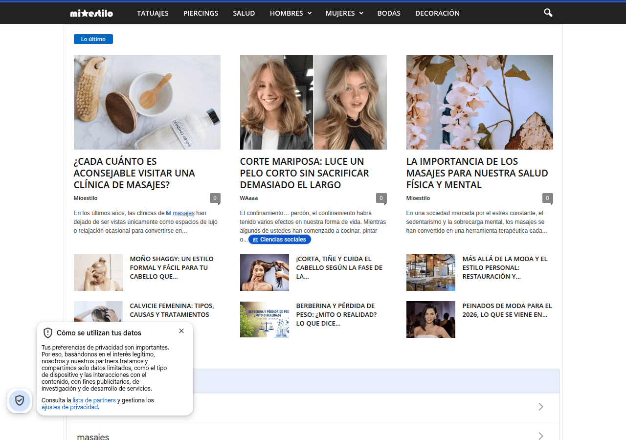 Screenshot of mioestilo.com
