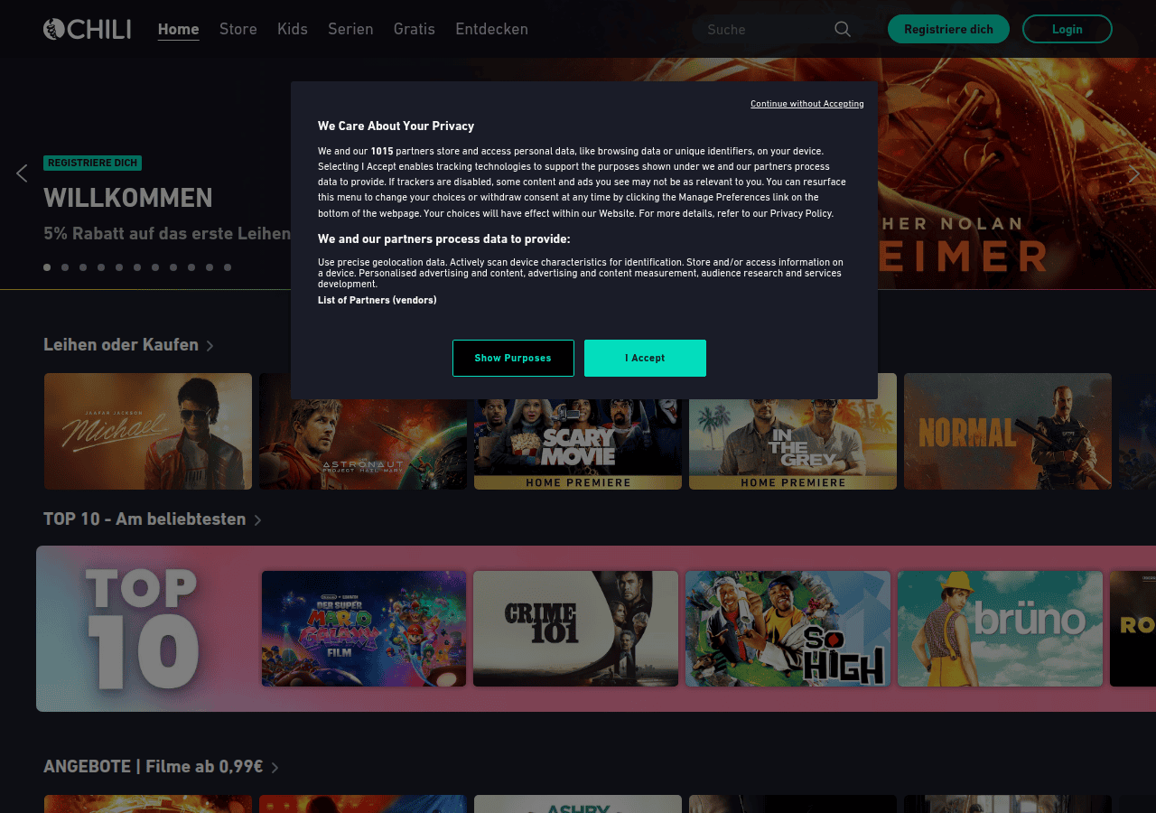 Screenshot of chili.com