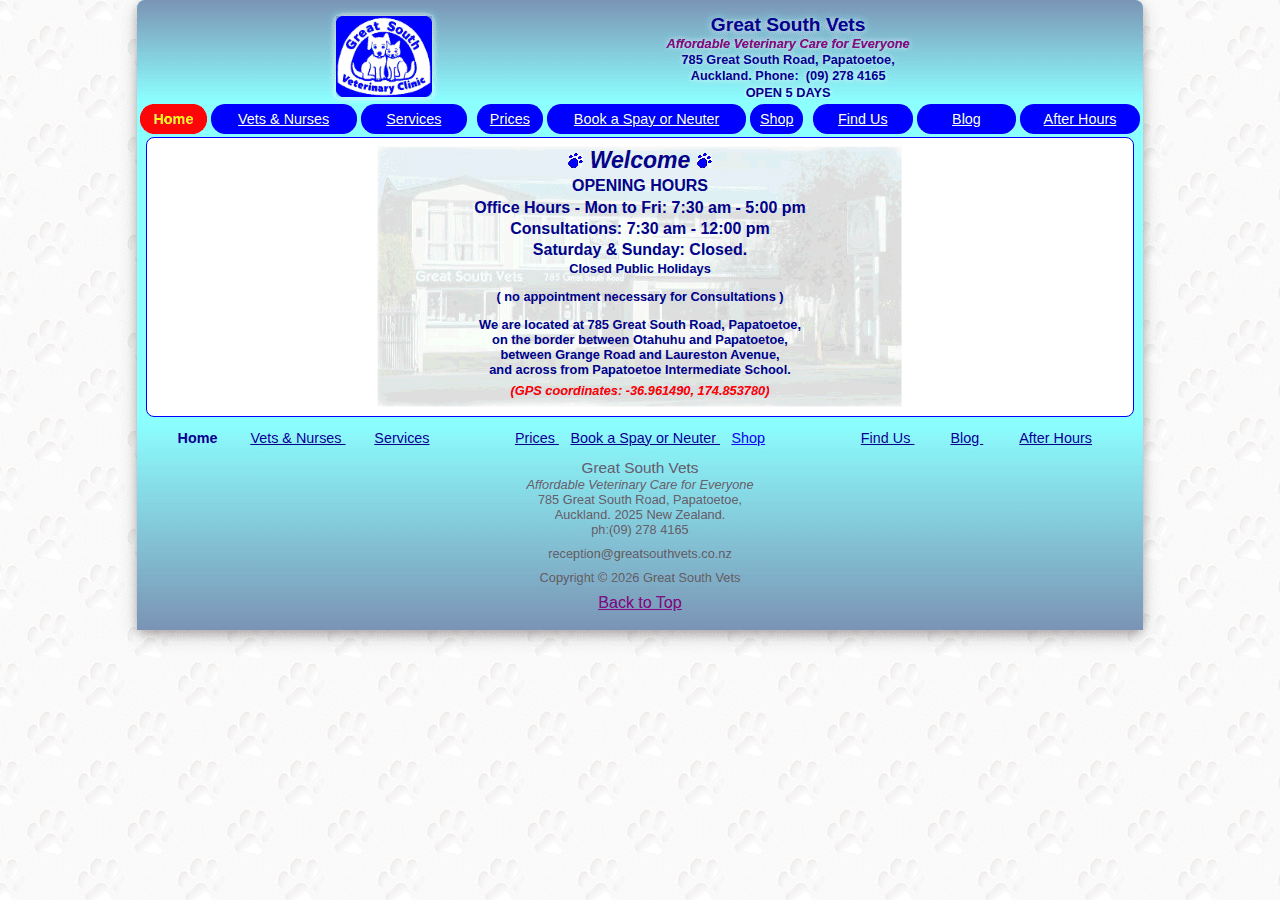 Screenshot of greatsouthvets.co.nz
