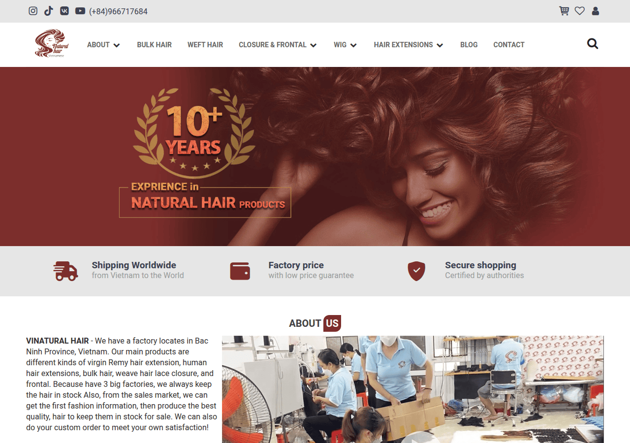 Screenshot of vinaturalhair.com