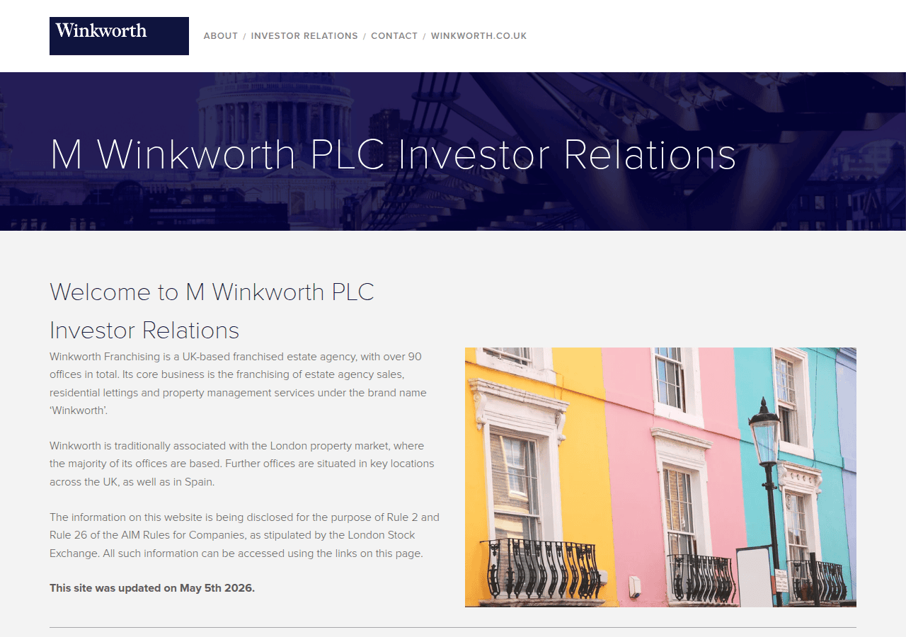 Screenshot of winkworthplc.com
