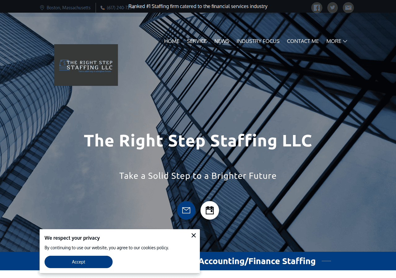 Screenshot of therightstepstaffingllc.com