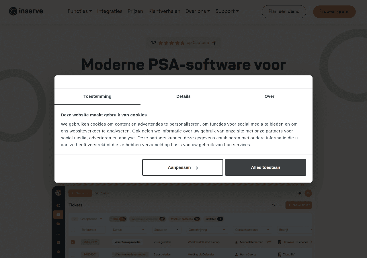 Screenshot of inserve.nl