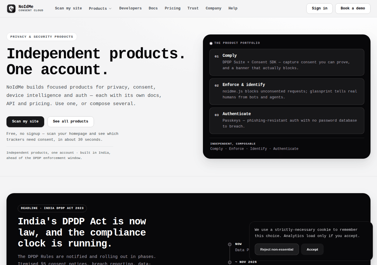Screenshot of noidme.com