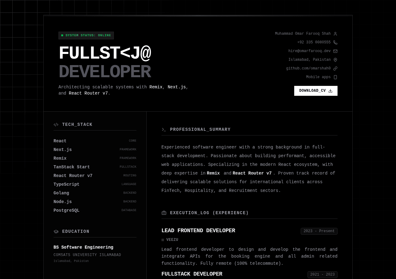 Screenshot of omarfarooq.dev