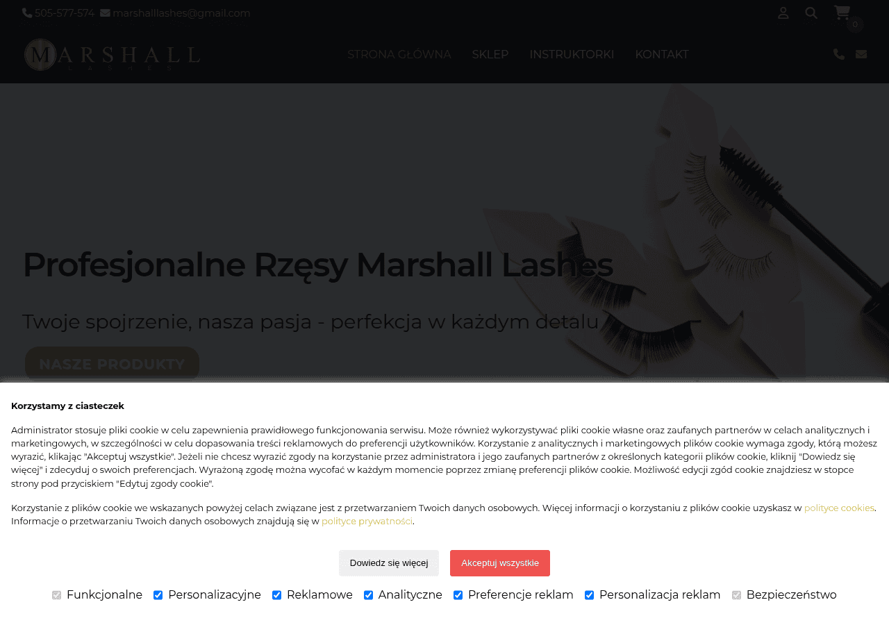 Screenshot of marshalllashes.pl