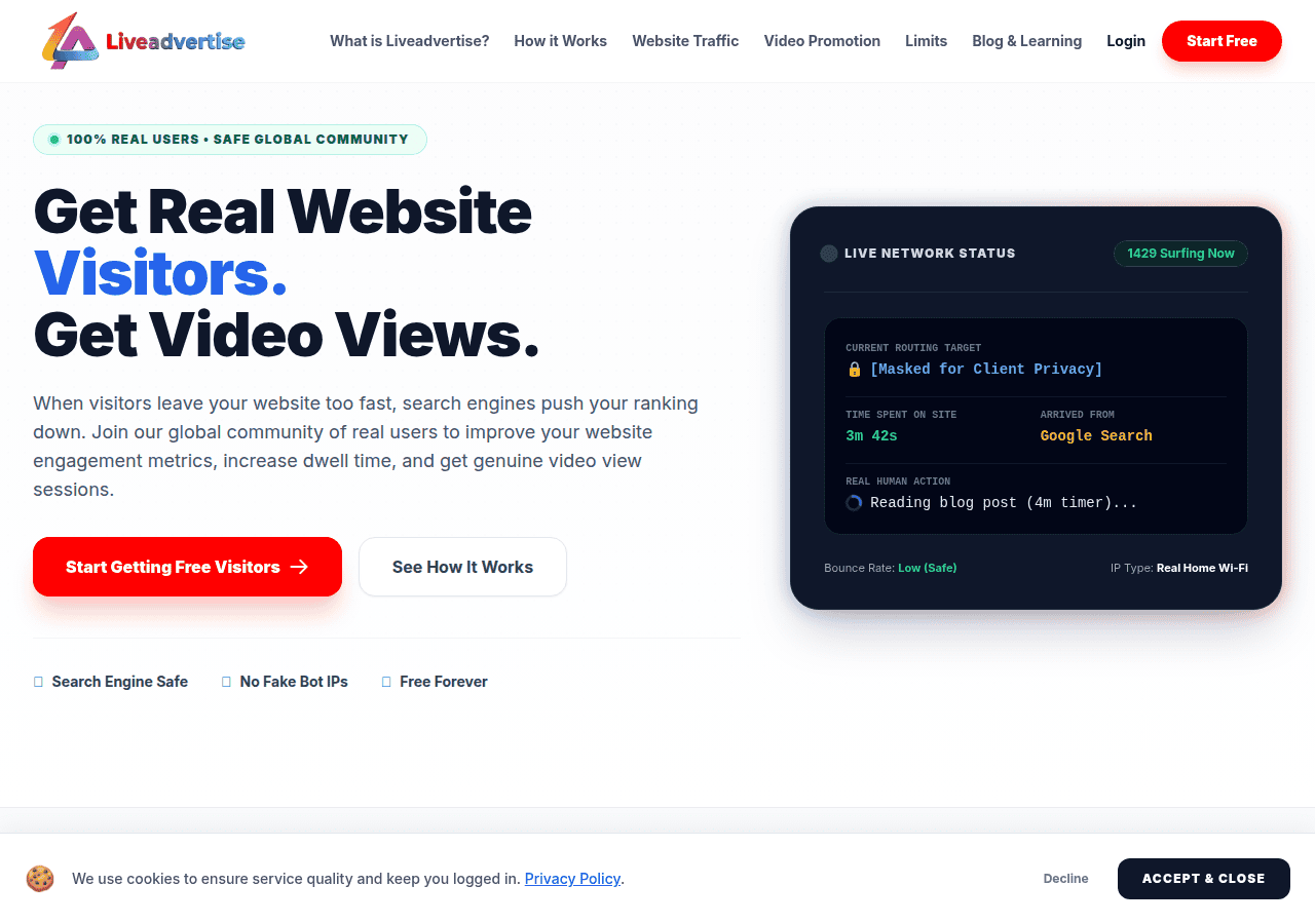 Screenshot of liveadvertise.com