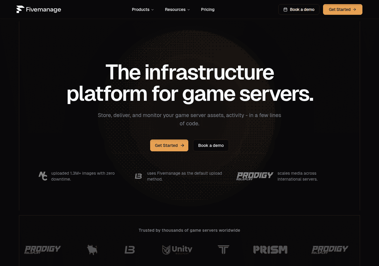 Screenshot of fivemanage.com