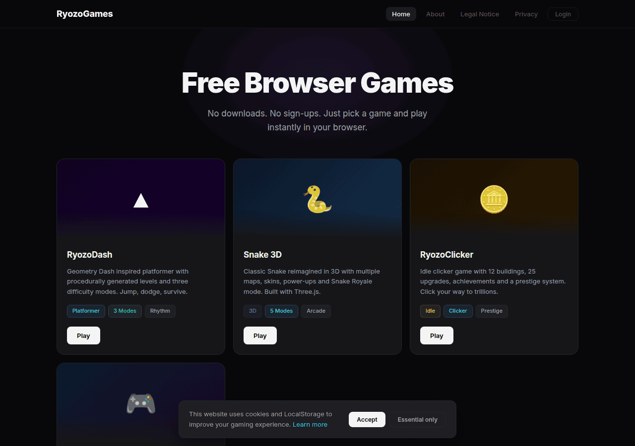 Screenshot of ryozogames.com