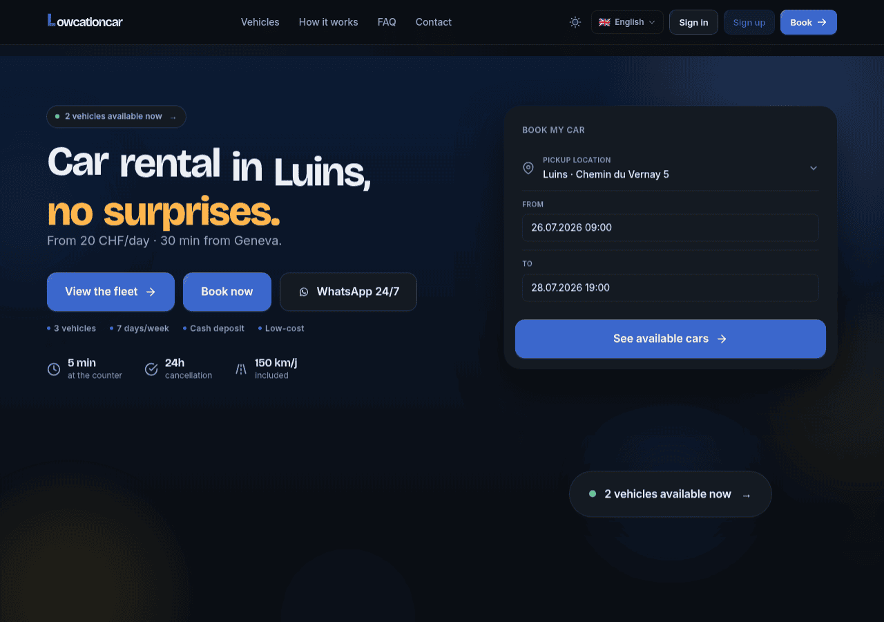 Screenshot of lowcationcar.ch