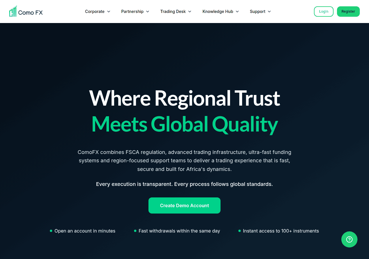 Screenshot of comofx.com