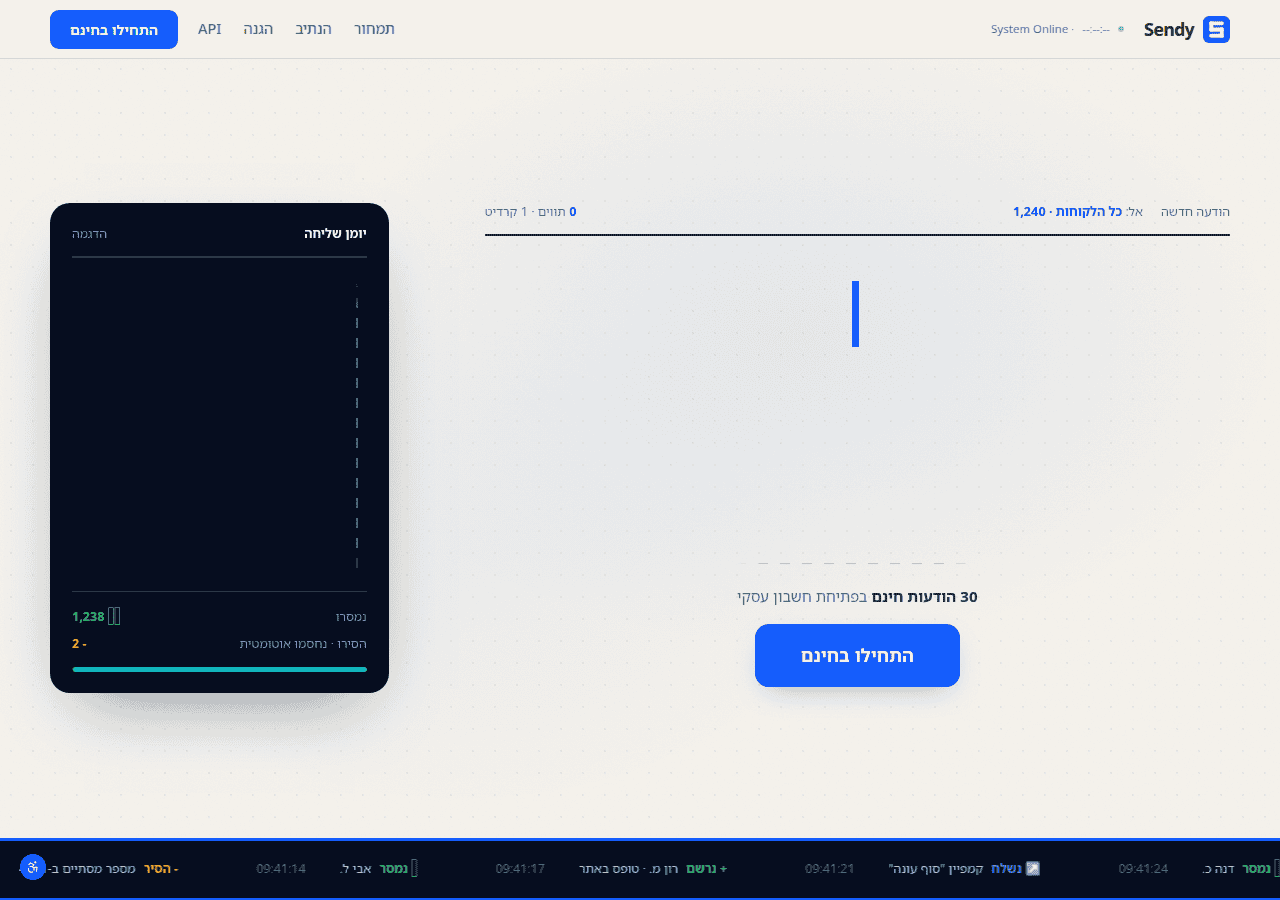 Screenshot of sendy.co.il