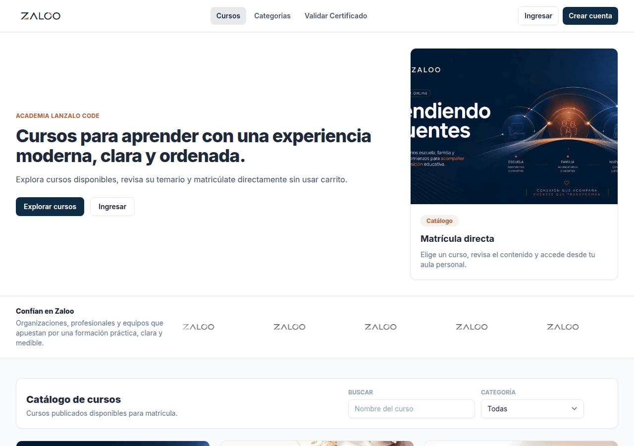 Screenshot of lanzalocode.com