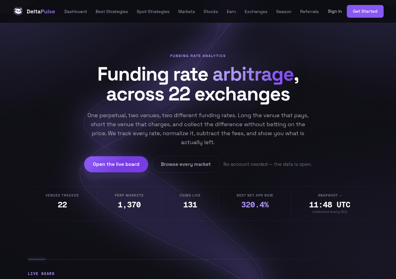 Screenshot of deltapulse.io