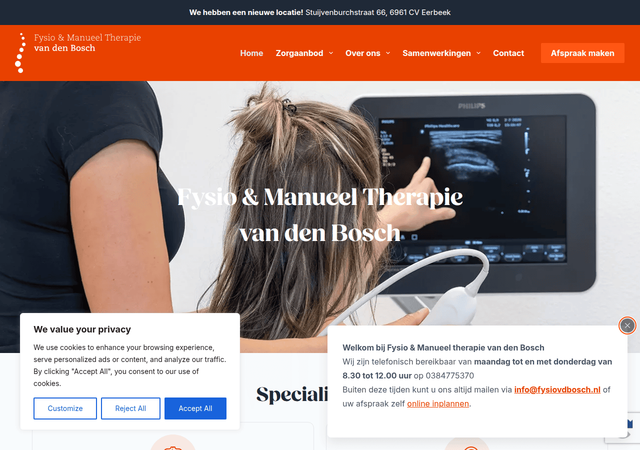 Screenshot of fysiovdbosch-eerbeek.nl