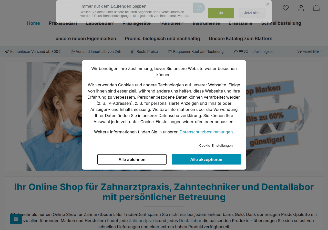 Screenshot of trade4dent.com