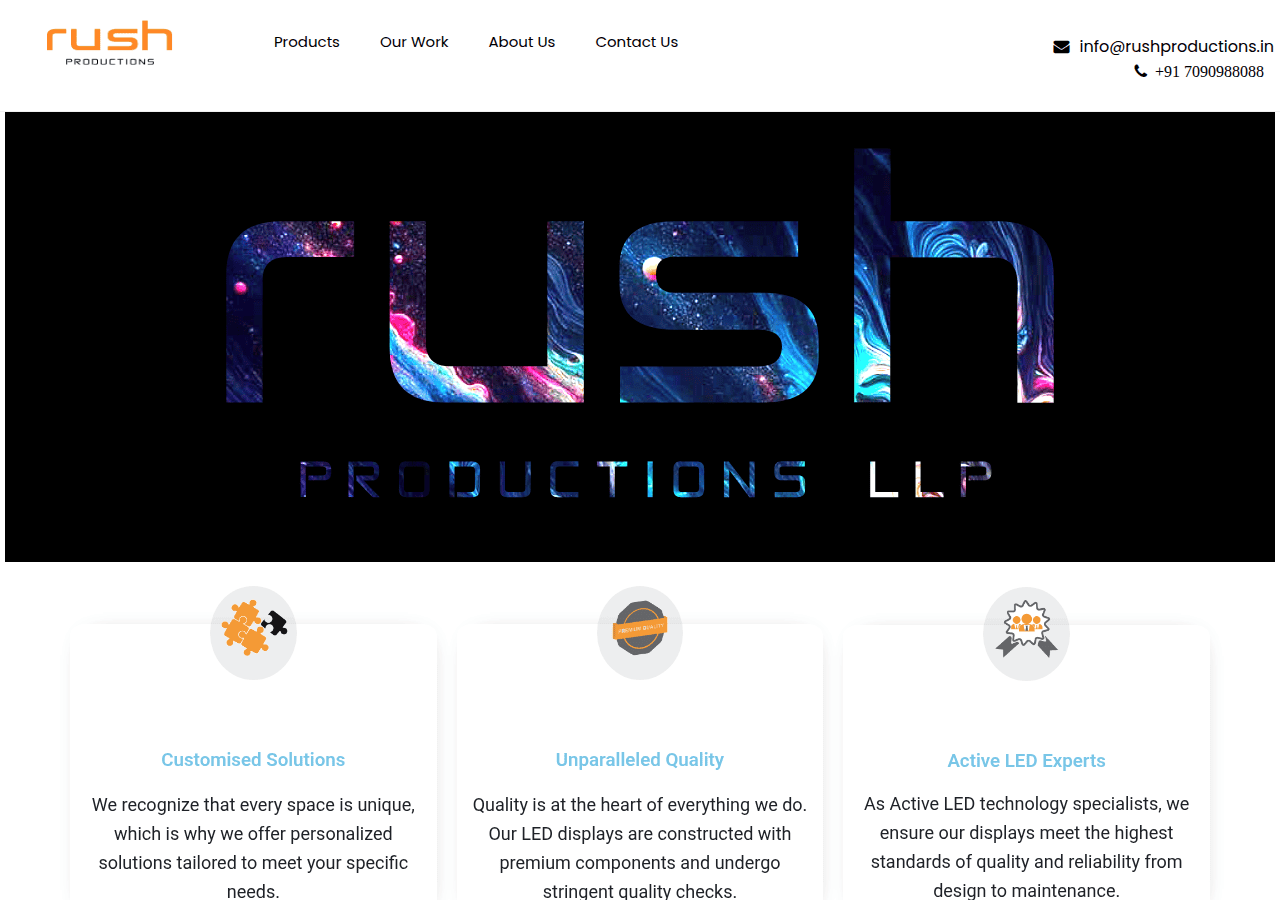 Screenshot of rushproductions.in