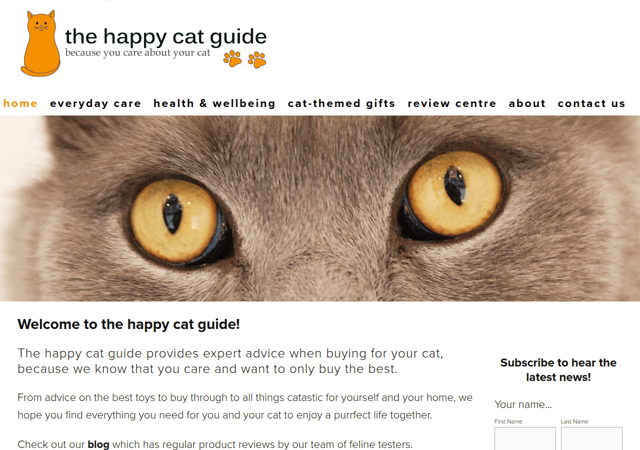 Screenshot of thehappycatguide.co.uk