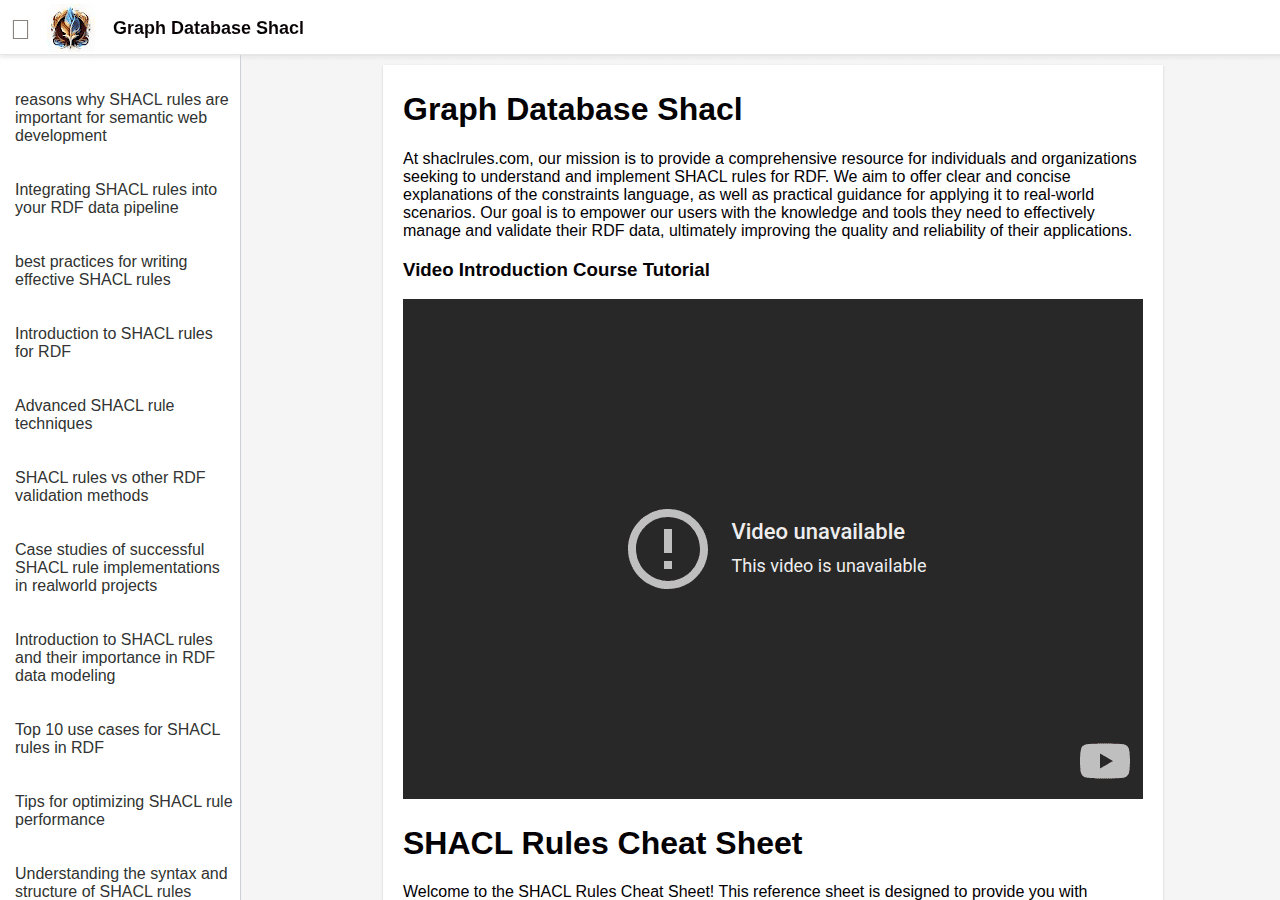 Screenshot of shaclrules.com