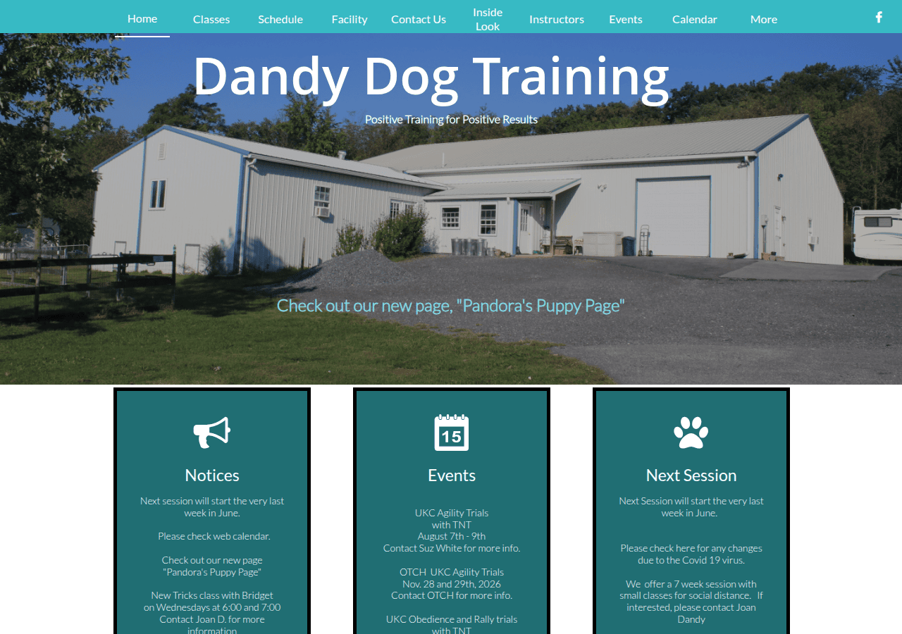 Screenshot of dandydogtraining.com