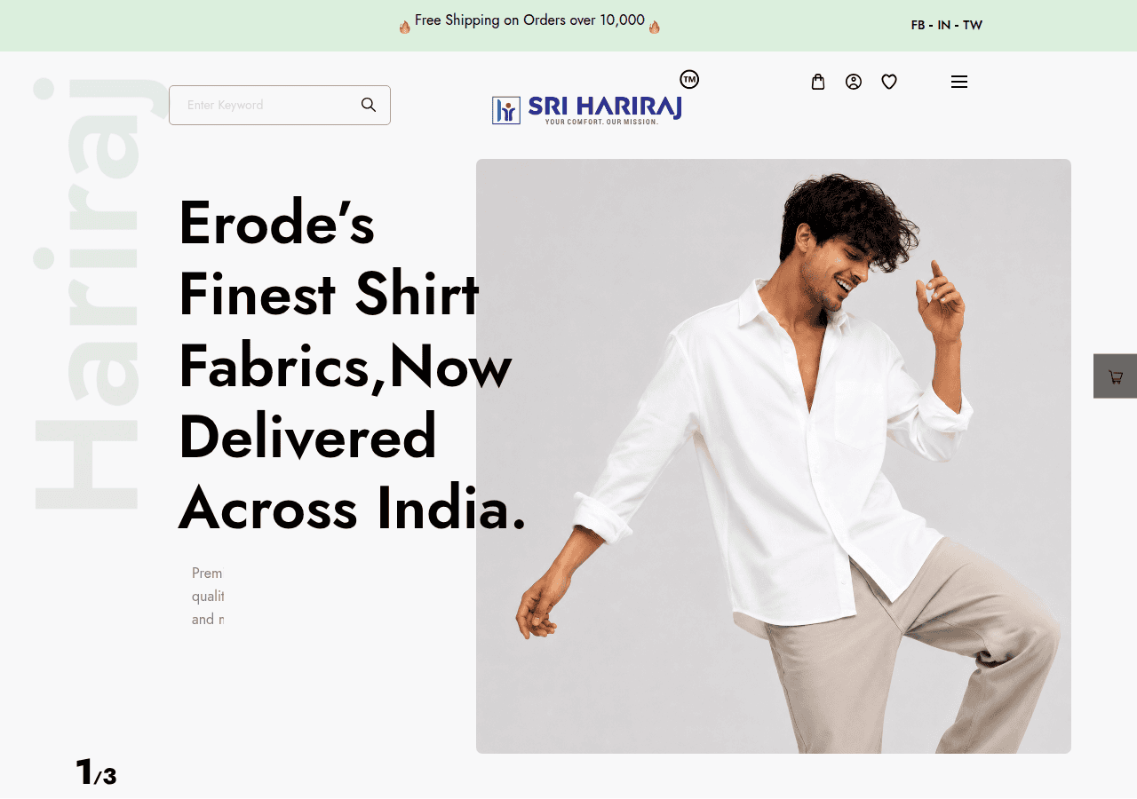 Screenshot of sriharirajgarments.com