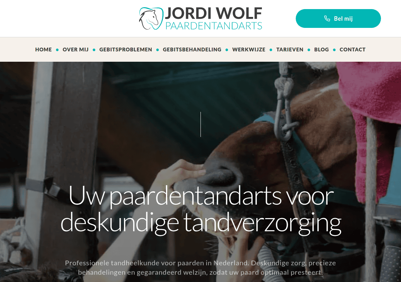 Screenshot of paardentandartswolf.nl