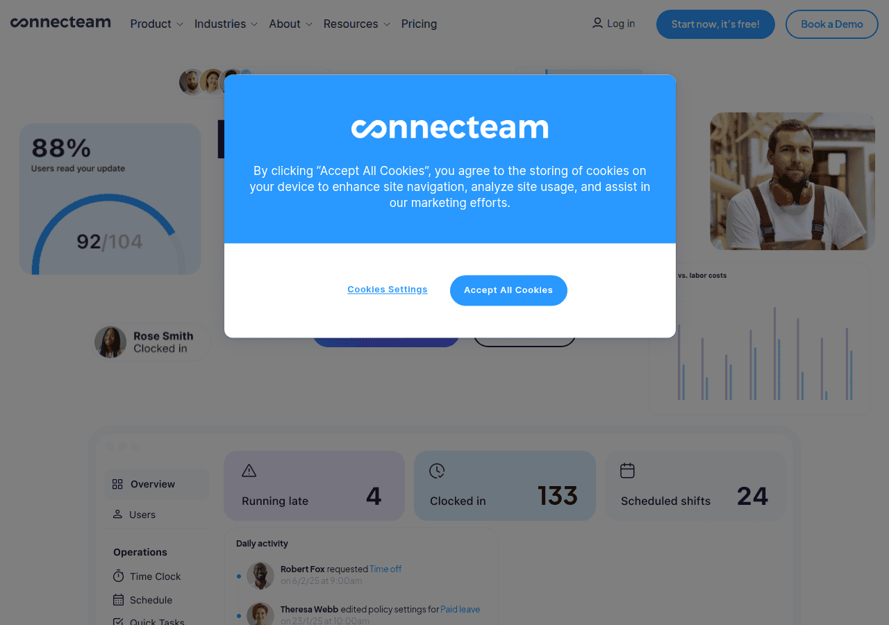 Screenshot of connecteam.com