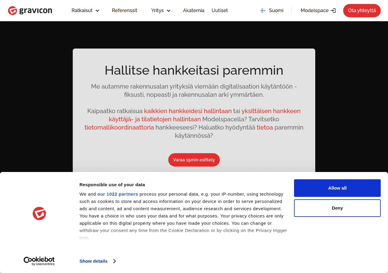Screenshot of gravicon.fi