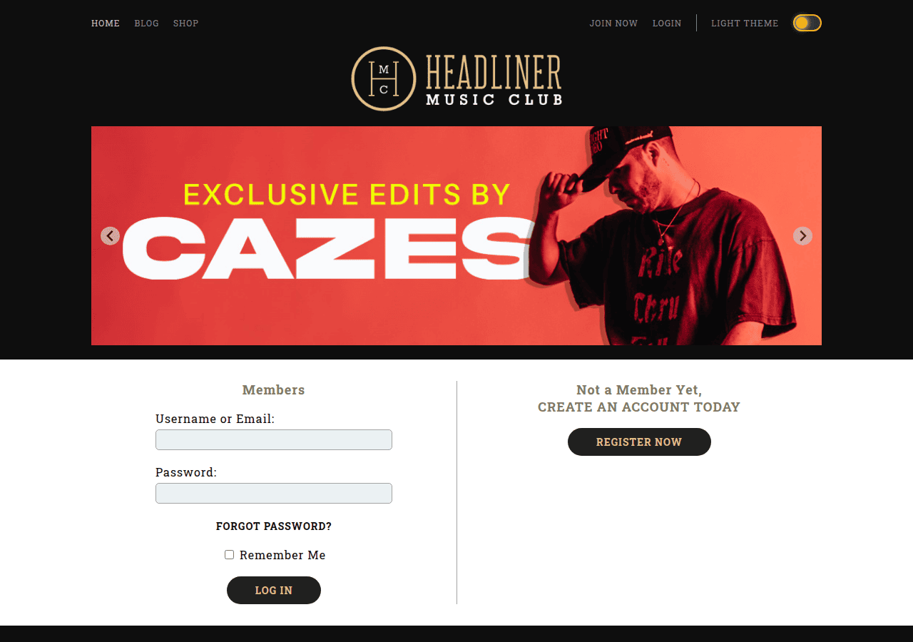 Screenshot of headlinermusicclub.com