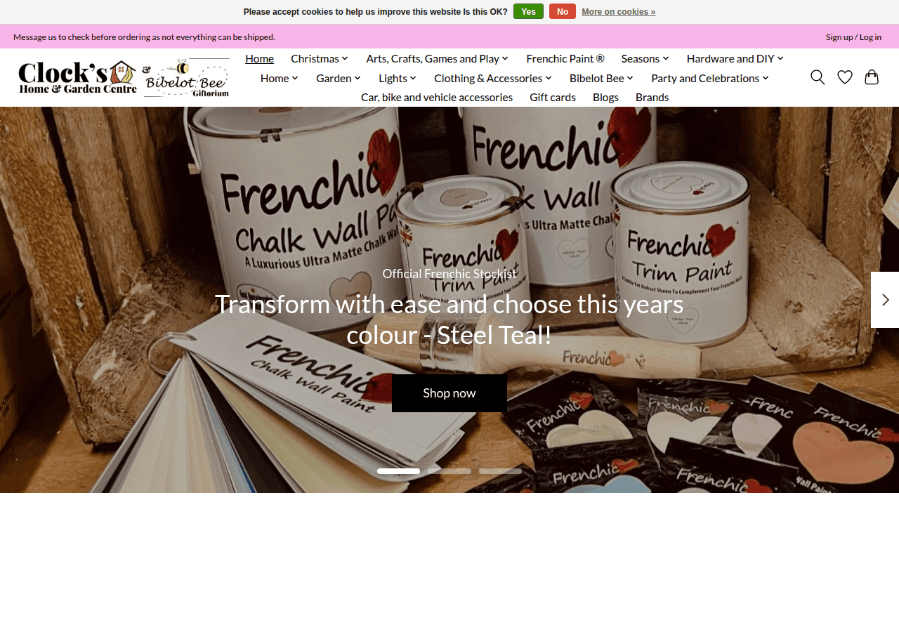 Screenshot of clockshomeandgarden.com