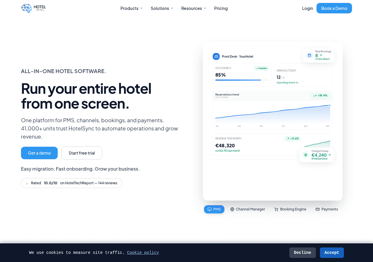 Screenshot of hotelsync.com