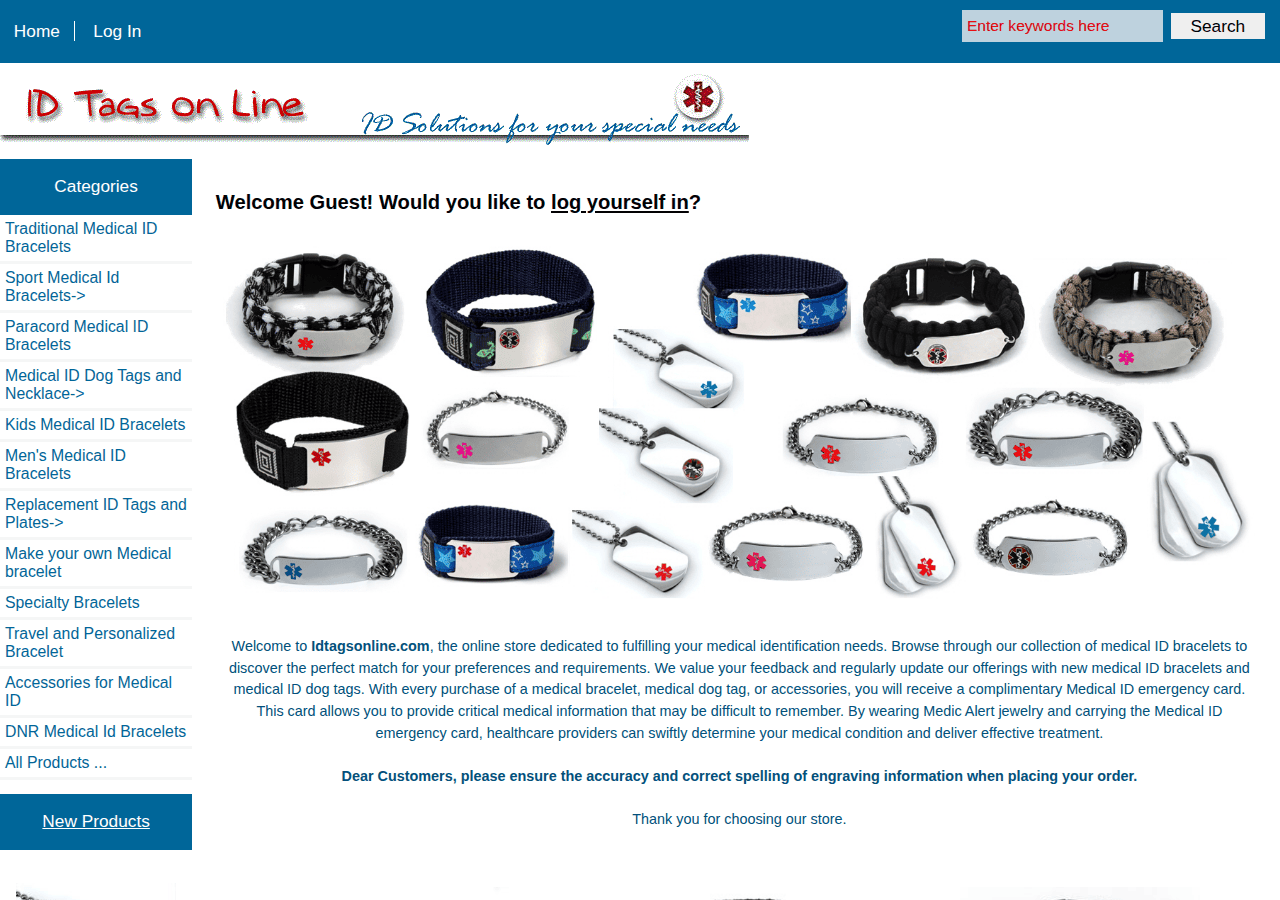 Screenshot of idtagsonline.com