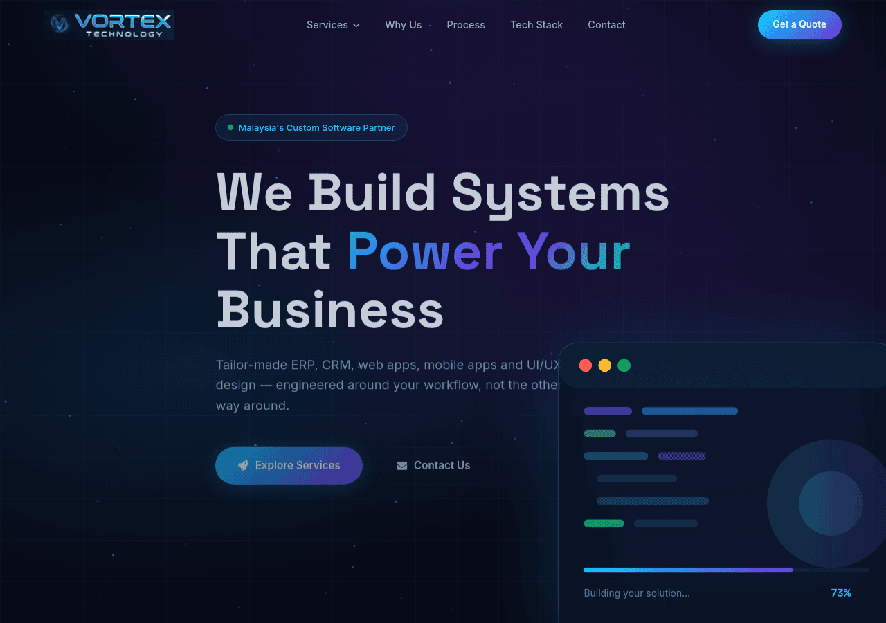 Screenshot of vortextec.com.my