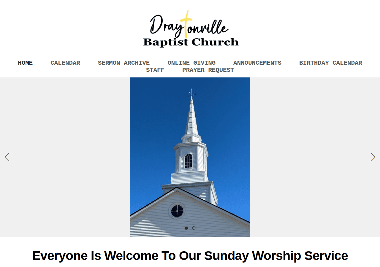 Screenshot of draytonvillebaptist.com