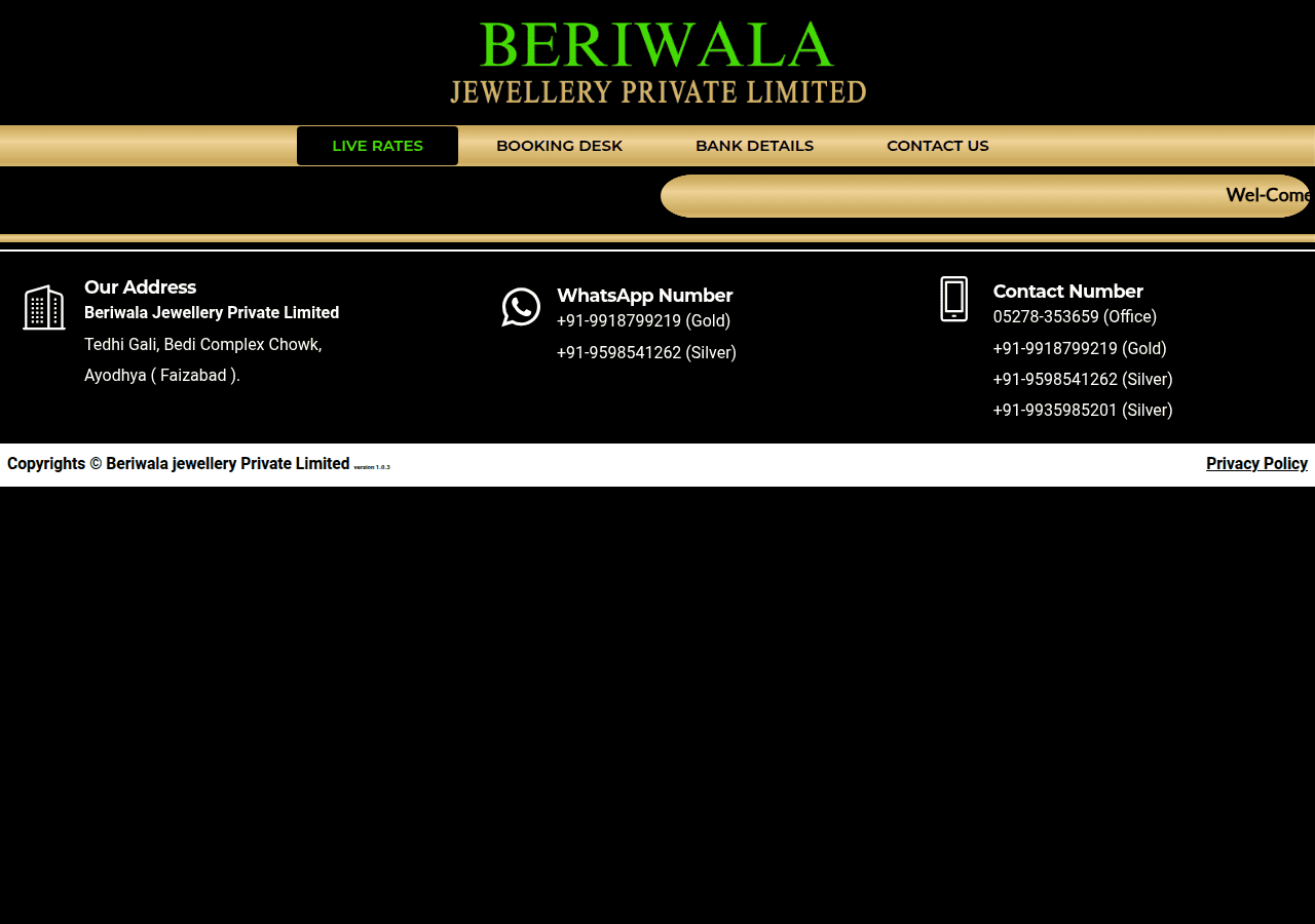 Screenshot of beriwalajewellery.com