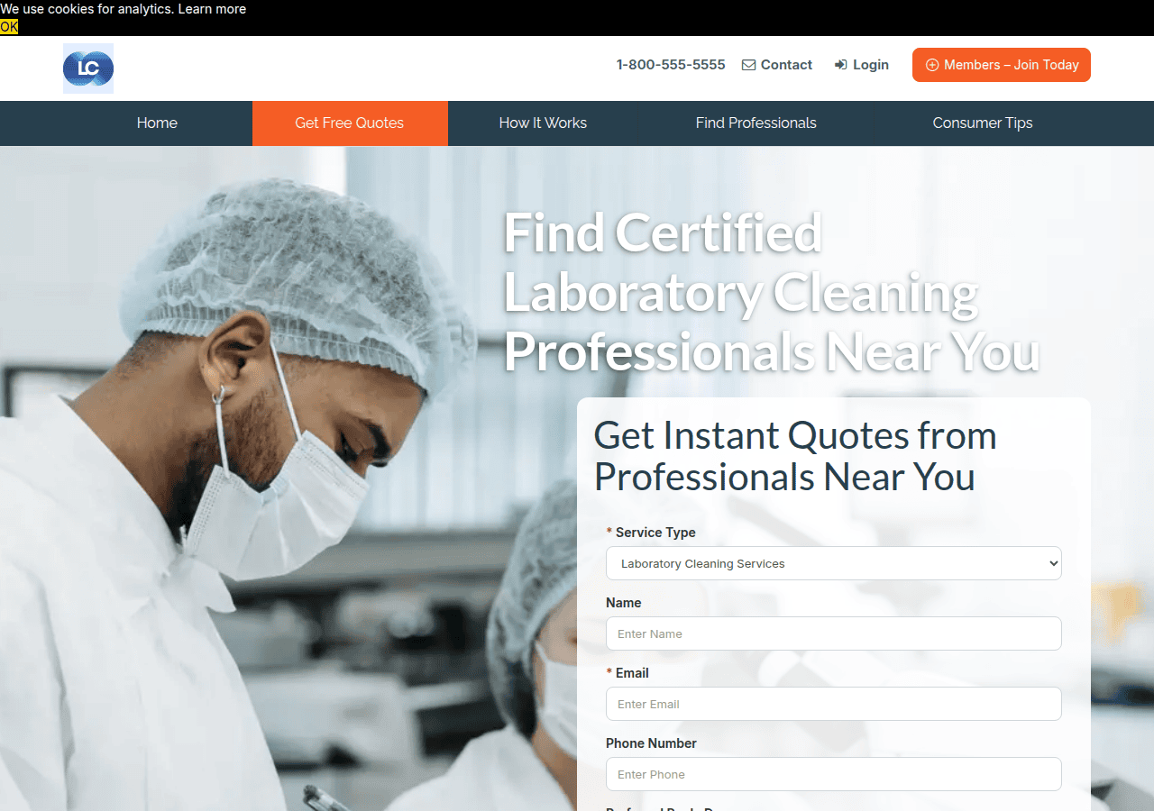 Screenshot of labcleaning.com