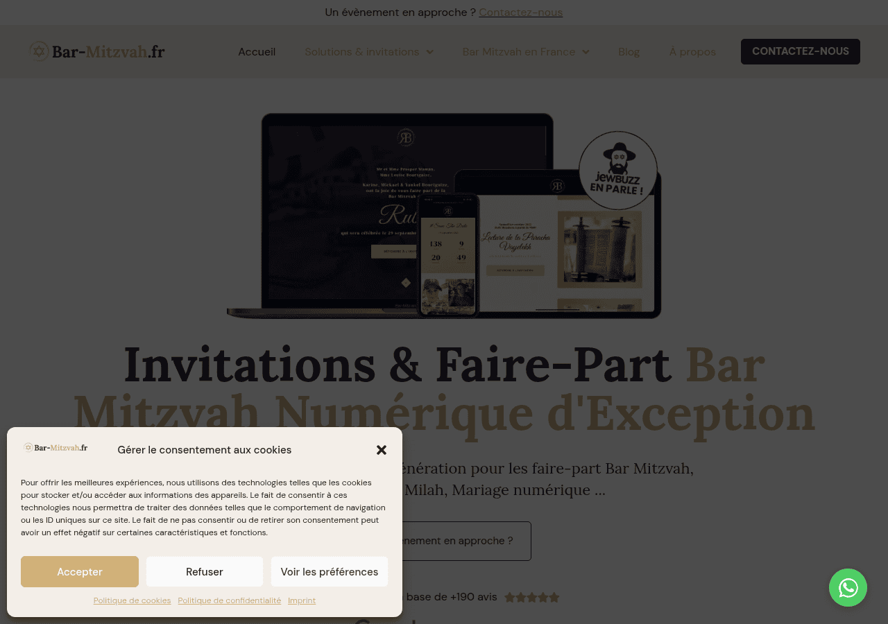 Screenshot of bar-mitzvah.fr