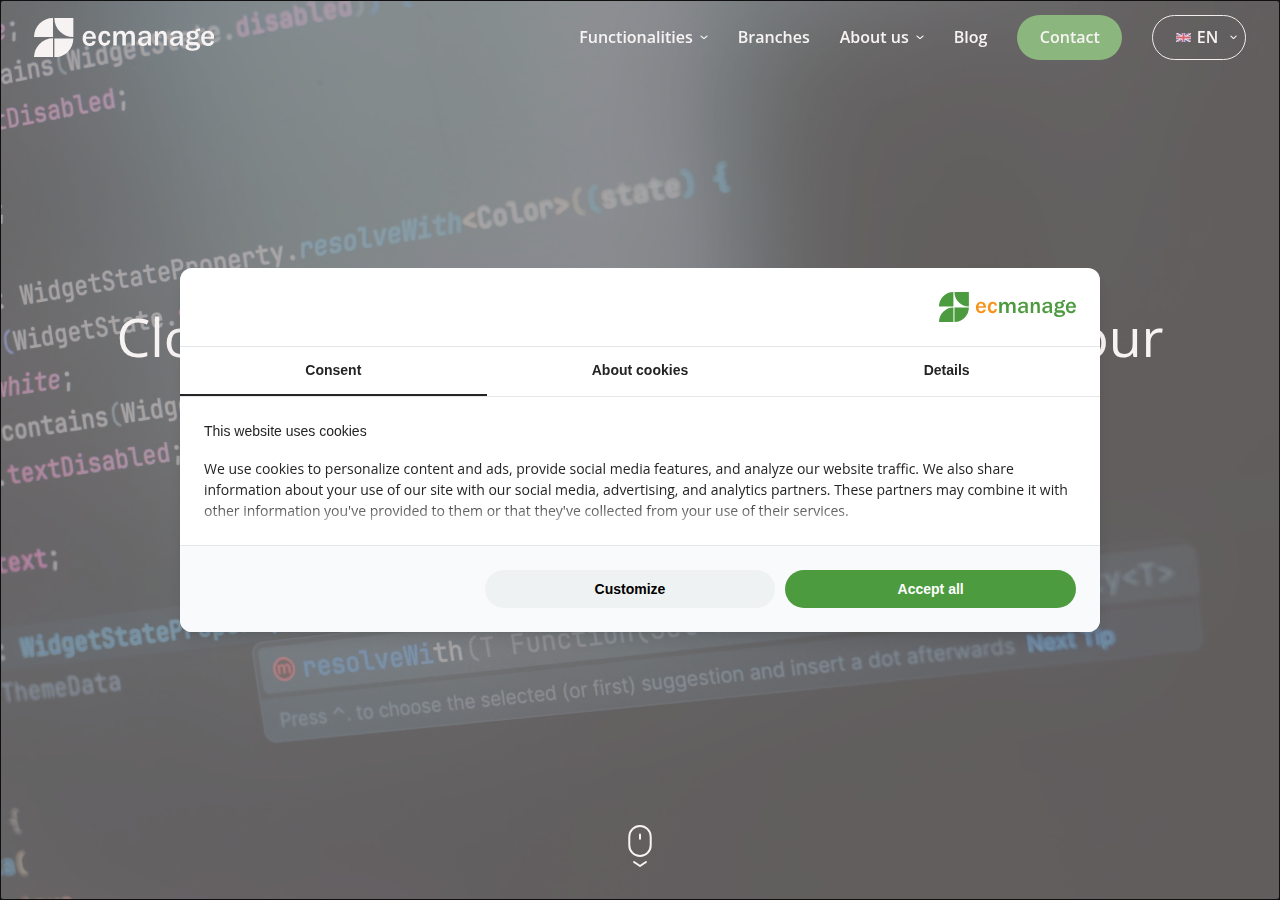 Screenshot of ecmanage.eu