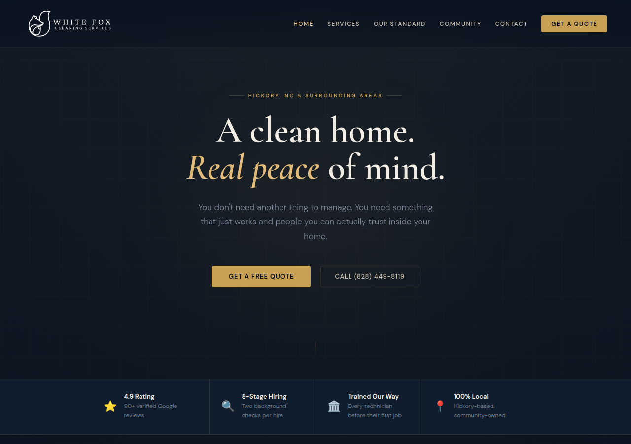 Screenshot of whitefoxclean.com