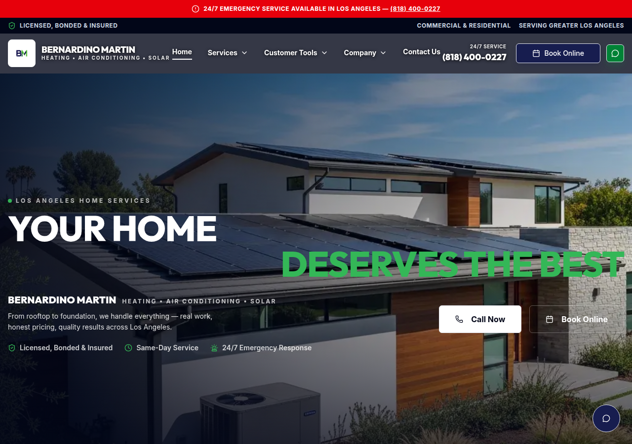 Screenshot of bernardinomartinhvac.com