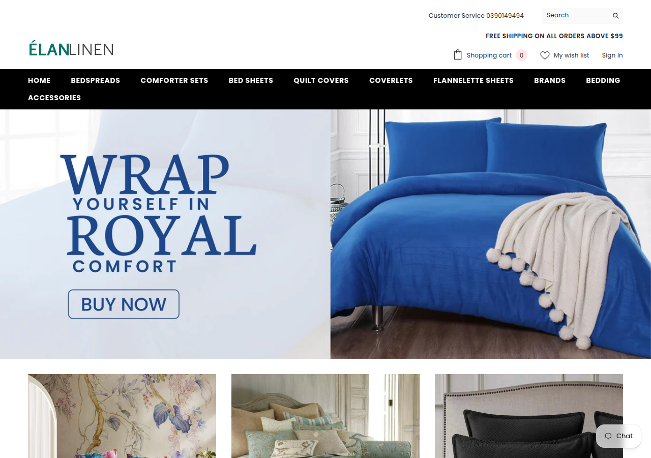 Screenshot of elanlinen.com.au